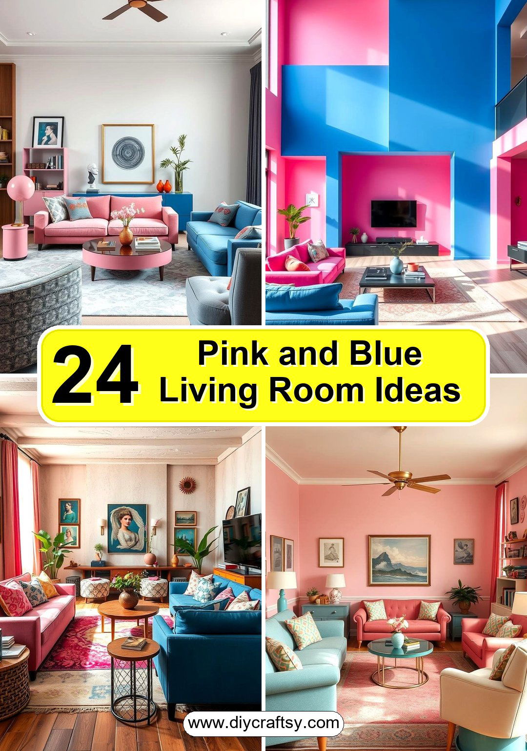 Pink and Blue Living Room Ideas