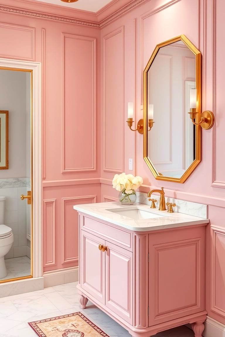 Pink and Gold Glamour - 24 Pink Bathroom Ideas