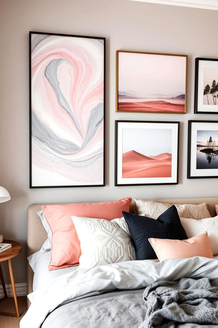 Pink and Grey Artwork - 24 Pink and Grey Bedroom Ideas