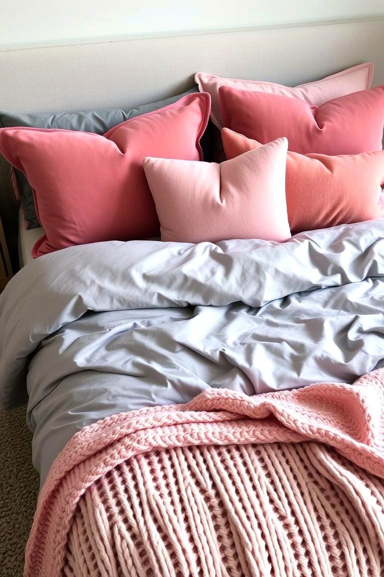 Pink and Grey Bedding Ensemble - 24 Pink and Grey Bedroom Ideas
