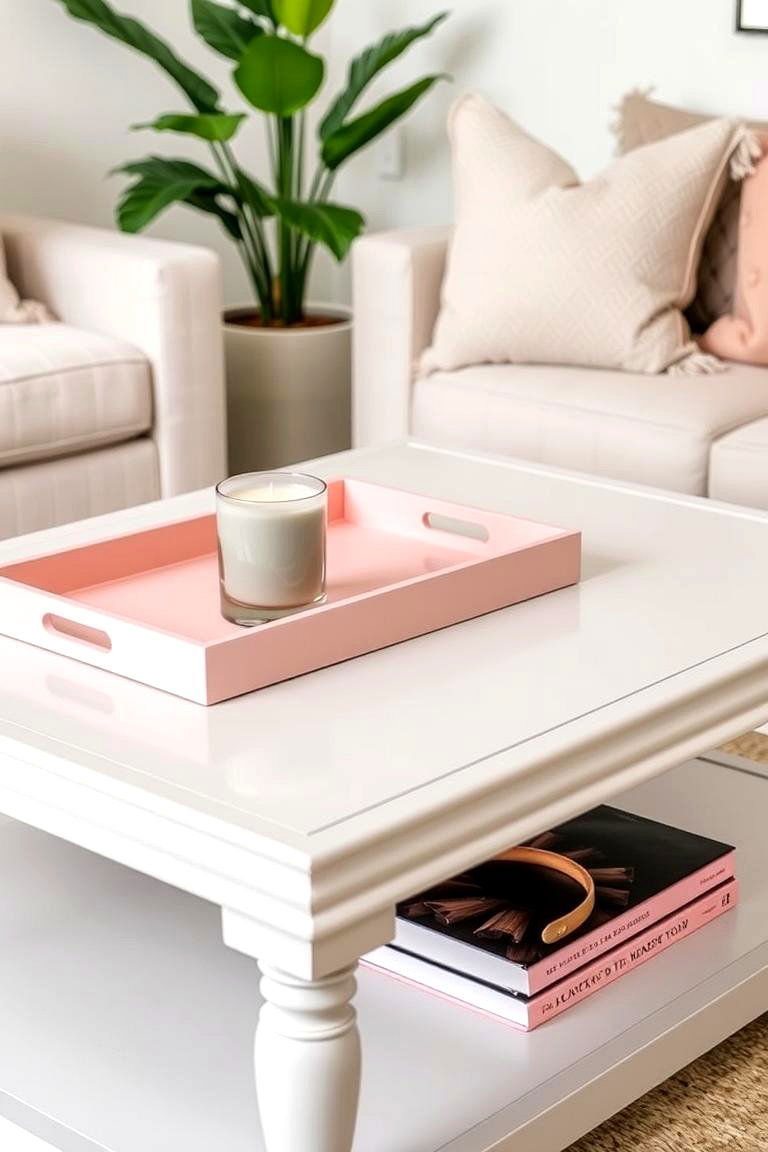Pink and Grey Coffee Table Decor - 24 Pink and Grey Living Room Ideas