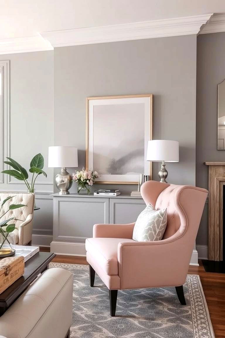 Pink and Grey Color Scheme - 24 Pink Living Room Ideas
