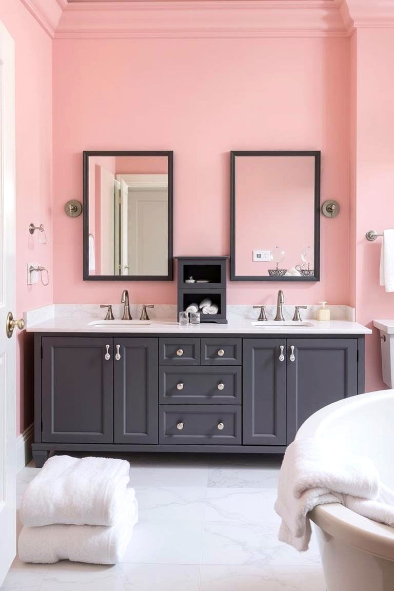 Pink and Grey Harmony - 24 Pink Bathroom Ideas