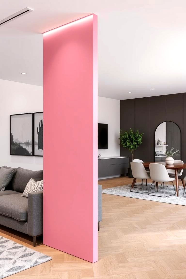 Pink and Grey Room Divider - 24 Pink and Grey Living Room Ideas