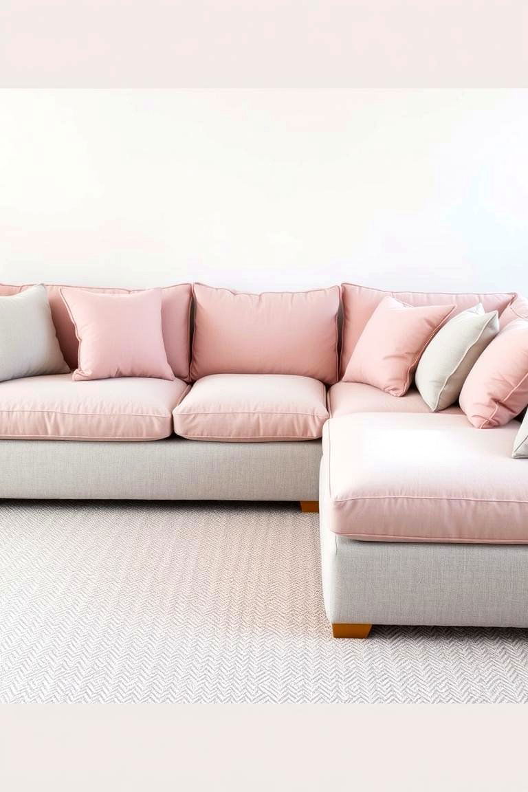 Pink and Grey Sectional Sofa - 24 Pink and Grey Living Room Ideas