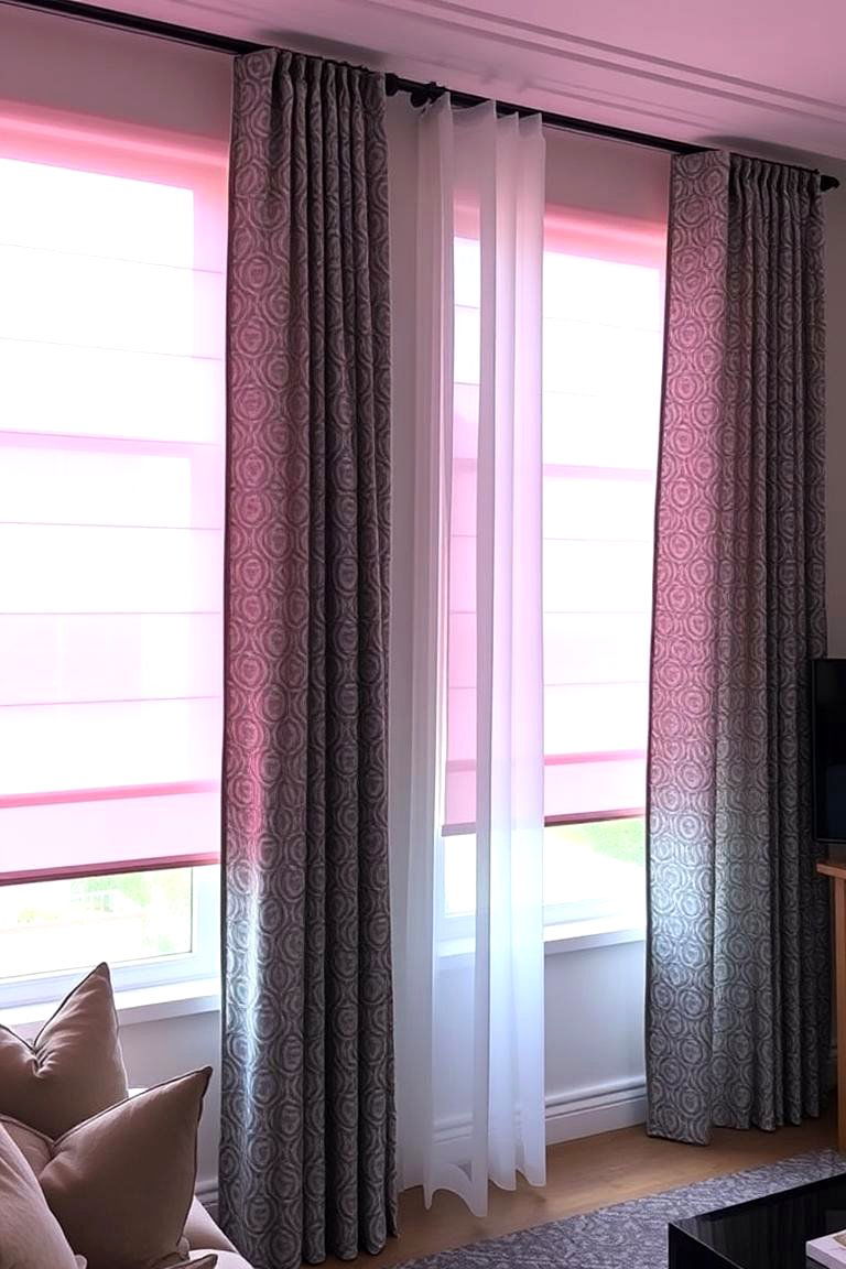 Pink and Grey Window Treatments - 24 Pink and Grey Living Room Ideas