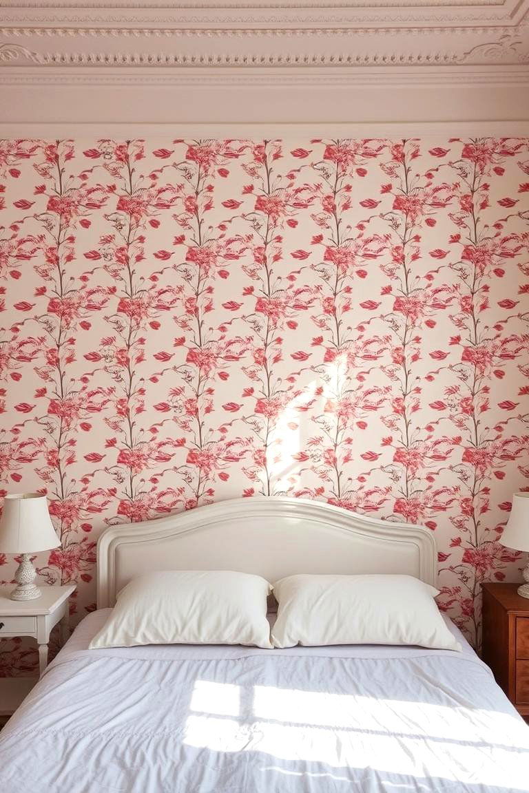 Pink and White Floral Wallpaper - 24 Pink and White Bedroom Ideas