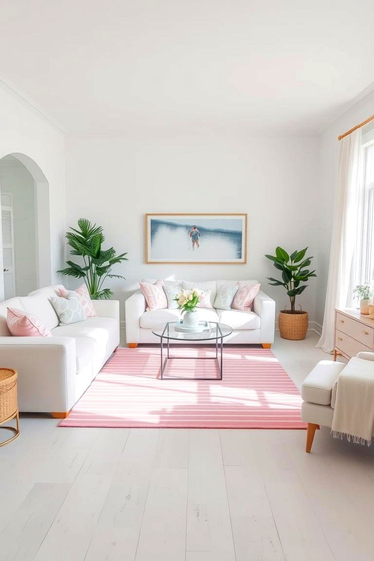 Pink and White Stripes - 24 Pink Living Room Ideas
