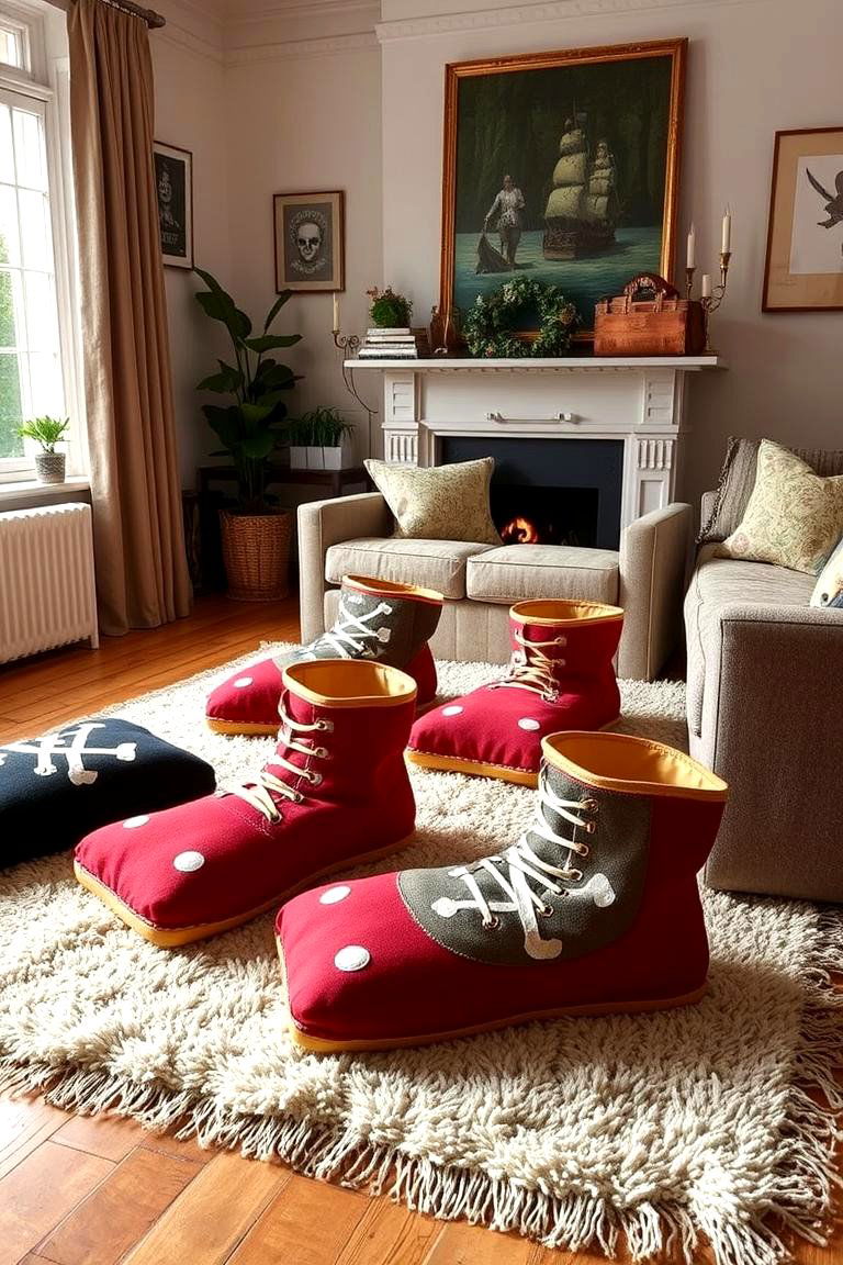Pirate Boot Floor Cushions - 24 Pirate-themed Bedroom Ideas