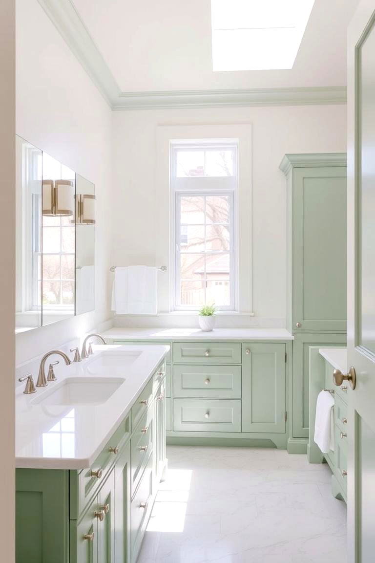Pistachio Green Cabinetry - 24 Green Bathroom Ideas