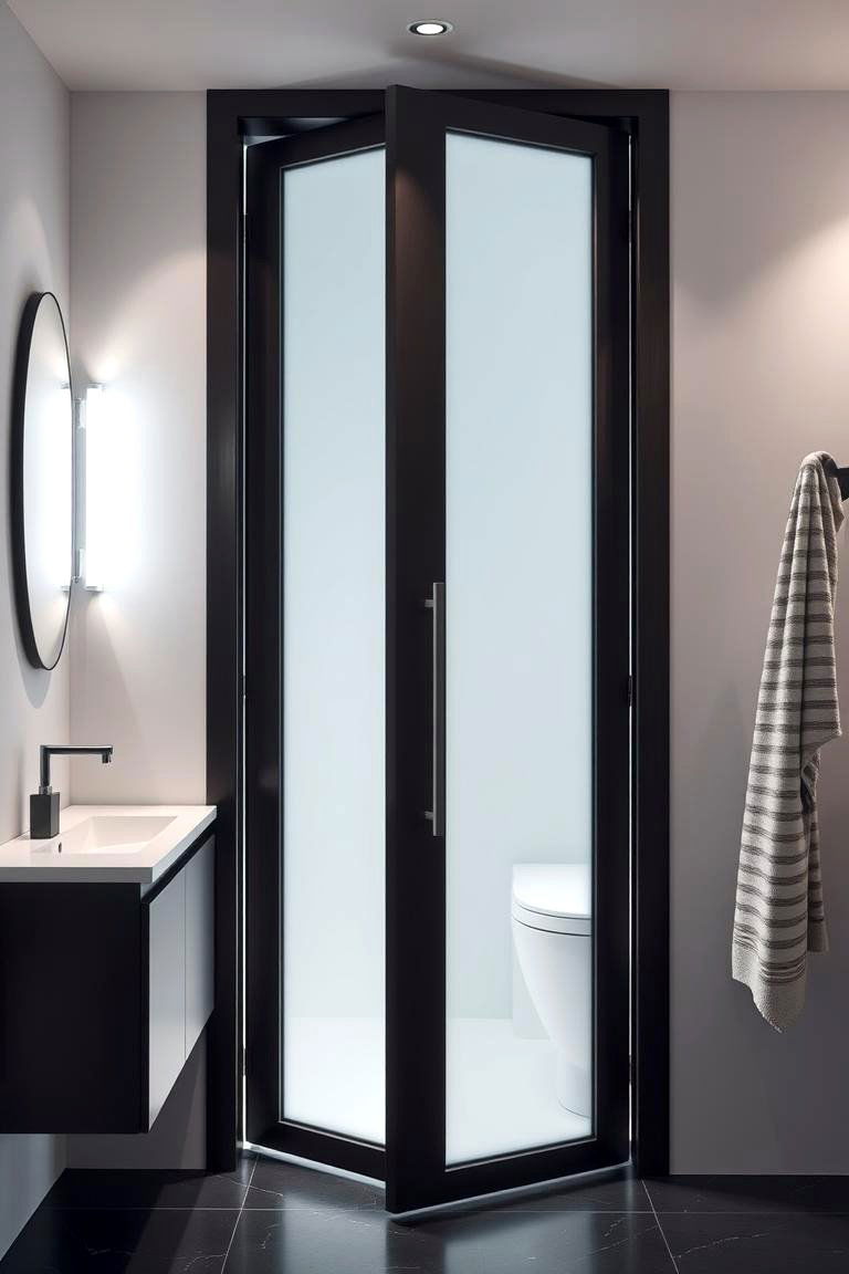 Pivot Door for a Contemporary Look - 24 Bathroom Door Ideas