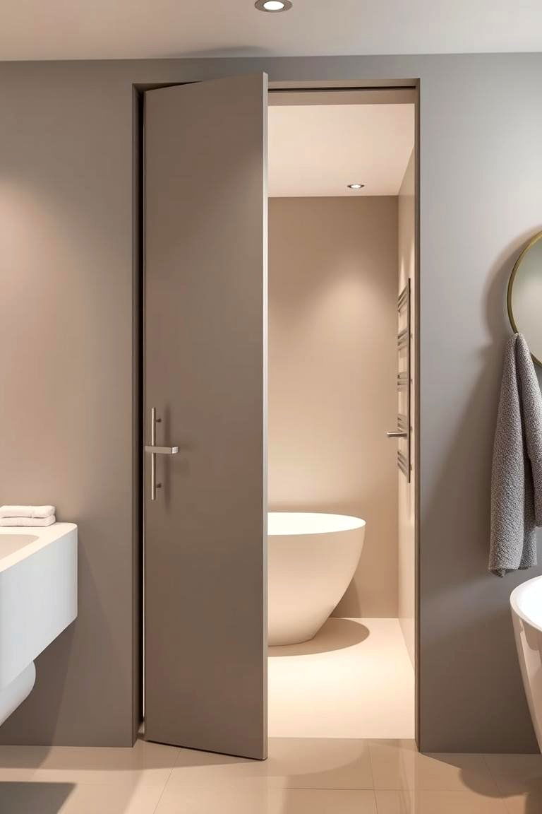 Pivot Door with Sleek Lines for a Modern Look - 24 Bathroom Door Ideas