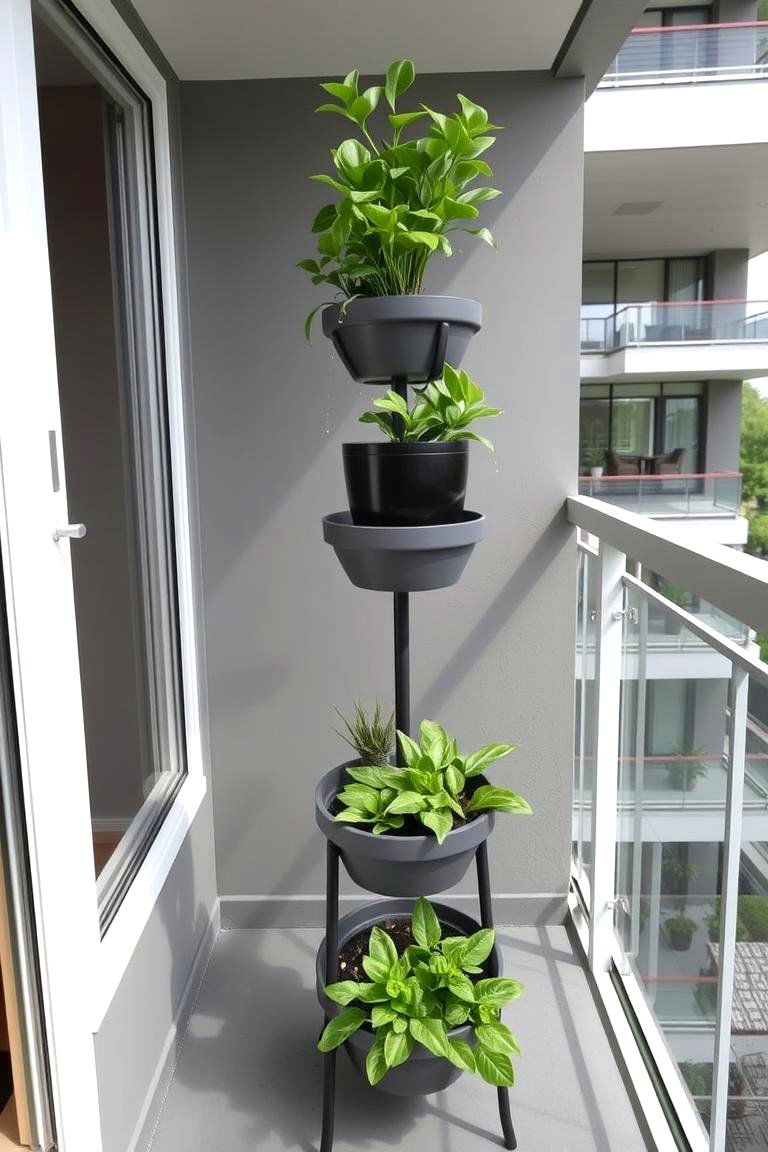 Plant Stand with Integrated Watering System - 24 Outdoor Plant Stand Ideas