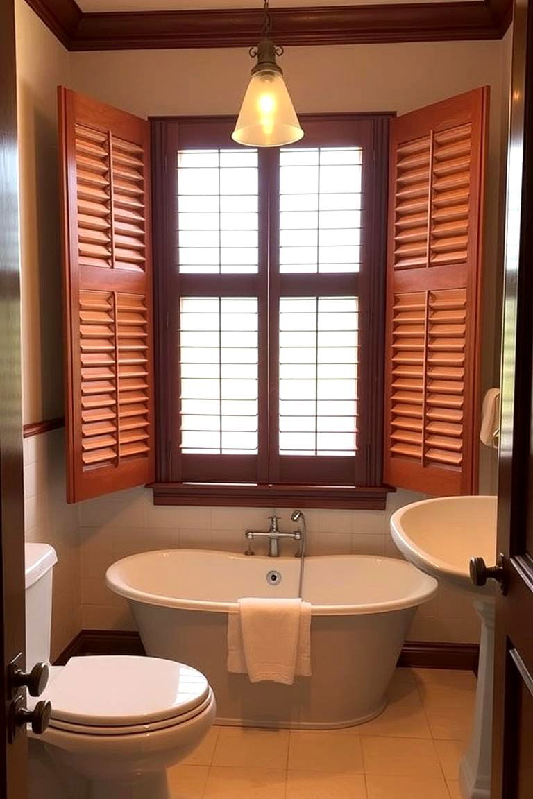Plantation Shutters for Timeless Charm - 24 Bathroom Window Treatment Ideas