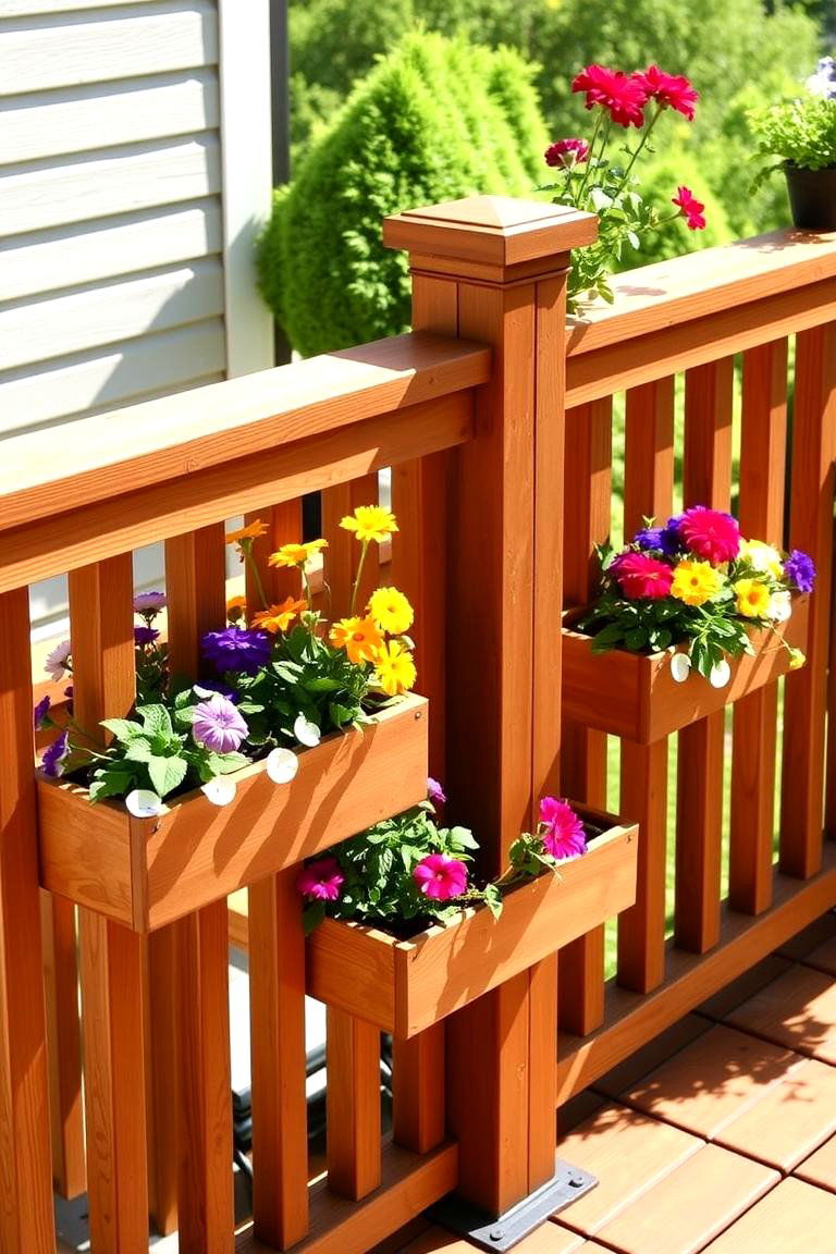 Planter Box Railing - 24 Wood Deck Railing Ideas