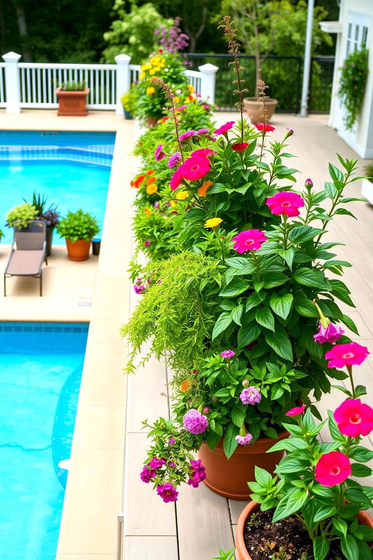 Planter Incorporated Railing - 24 Pool Deck Railing Ideas
