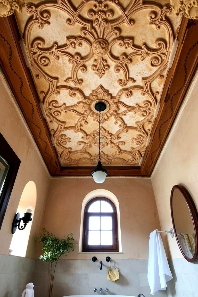 Plaster Ceiling for a European Touch - 24 Bathroom Ceiling Ideas