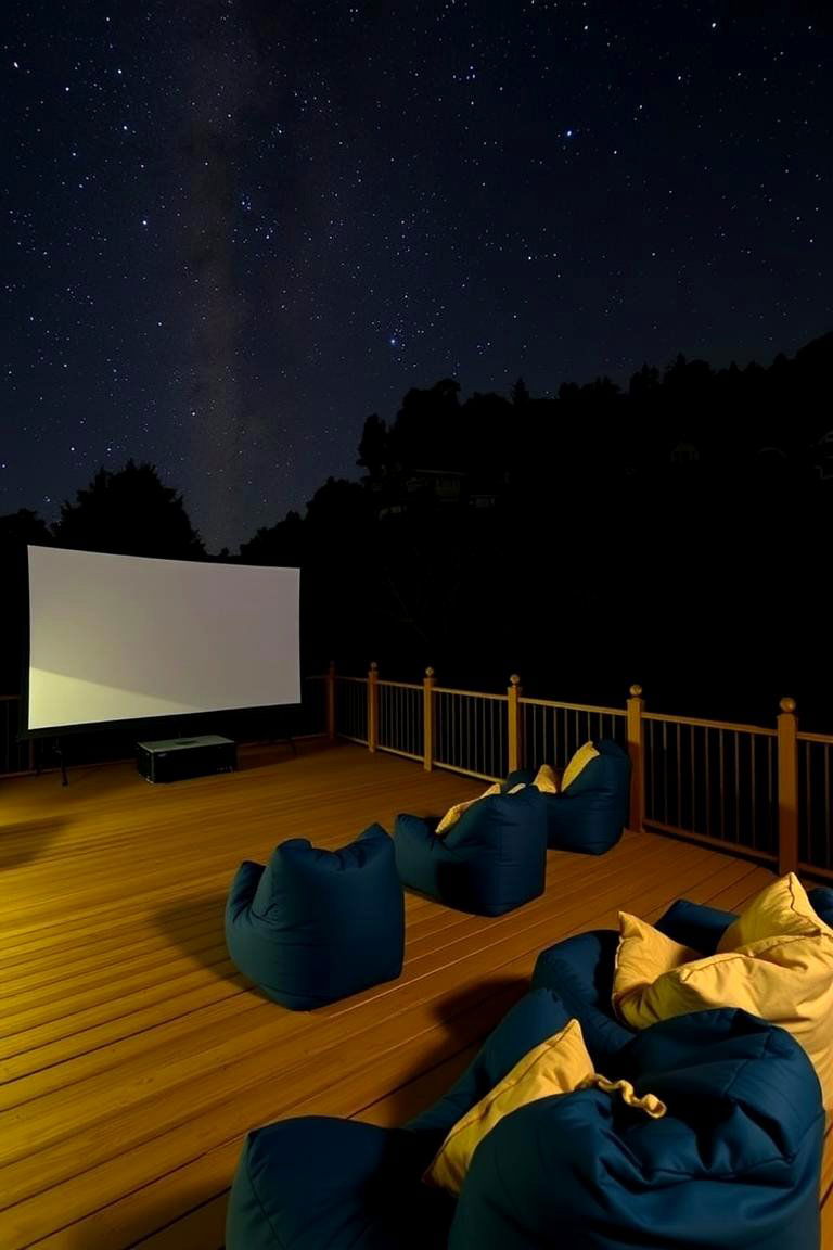 Platform with Outdoor Theater Setup - 24 Platform Deck Ideas