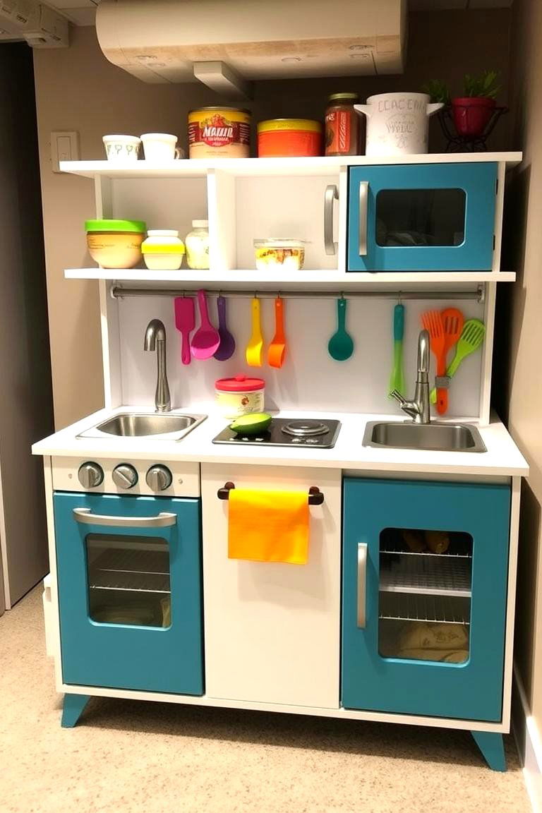 Play Kitchen - 24 Basement Playroom Ideas