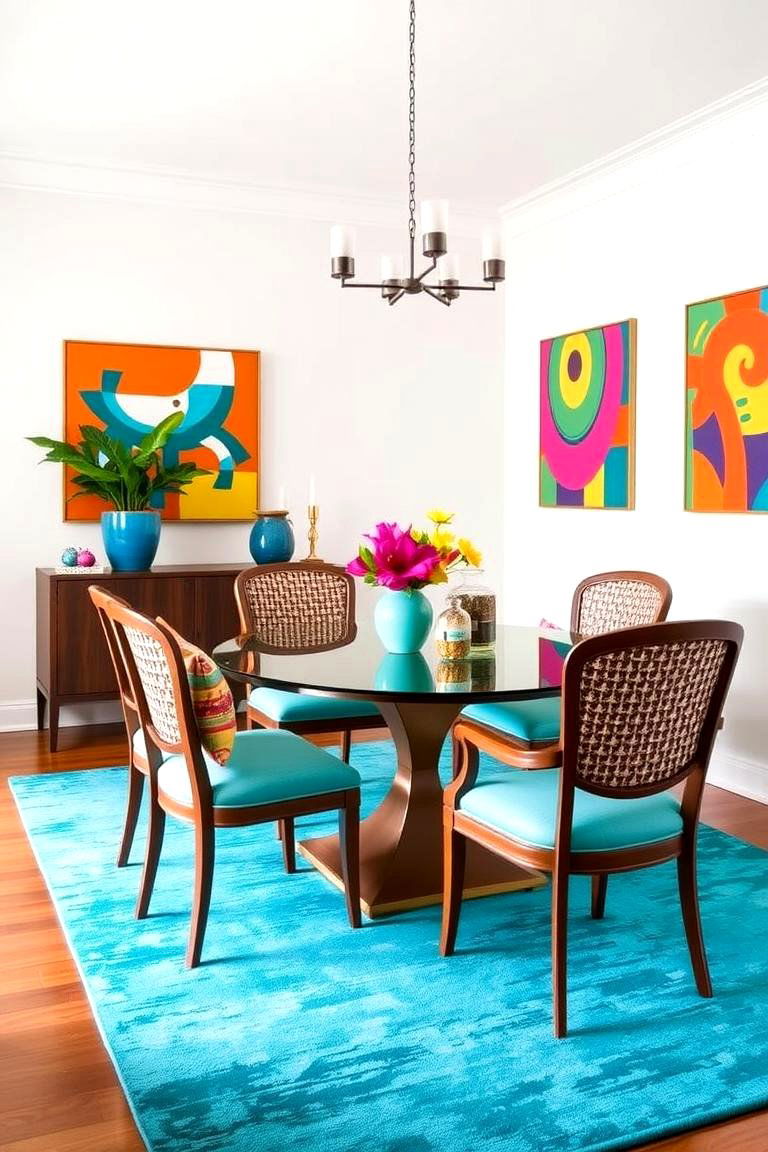 Play with Colorful Accents - 24 Dining Room Design Ideas