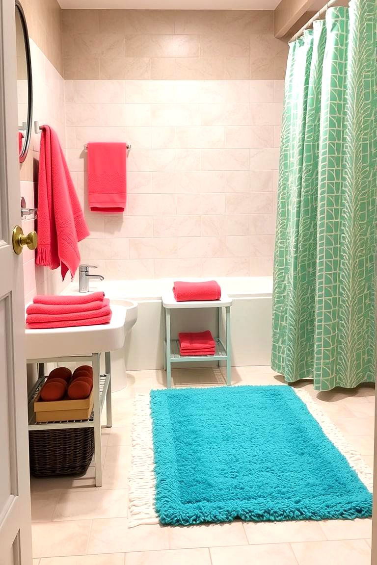 Play with Colorful Accessories - 24 Bathroom Decor Ideas