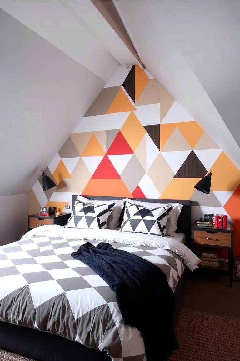 Play with Geometric Shapes and Patterns - 24 Attic Bedroom Ideas