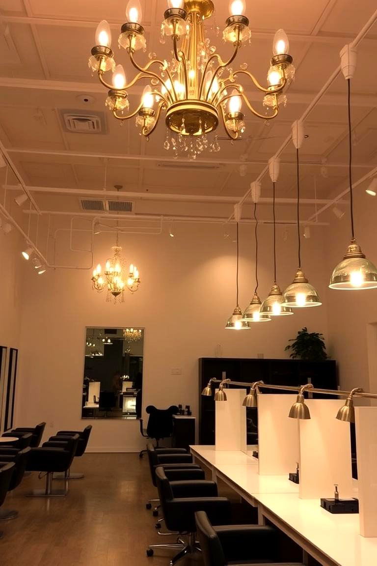 Play with Lighting - 24 Small Salon Interior Design Ideas