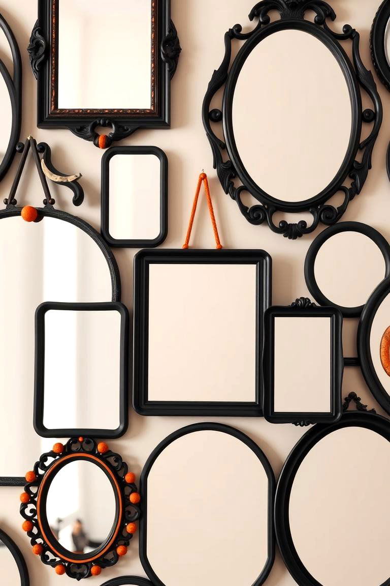 Playful Decorative Mirrors in Black and Orange - 24 Black and Orange Living Room Ideas