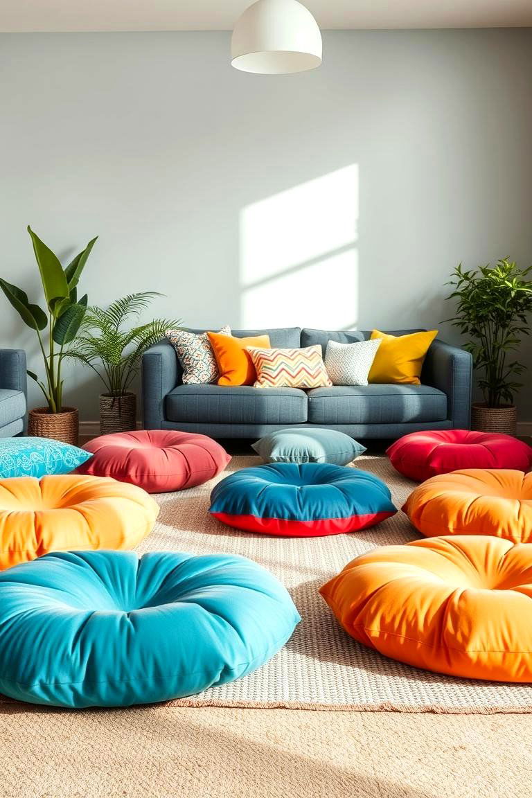 Playful Floor Cushions - 24 Colorful Living Room Ideas