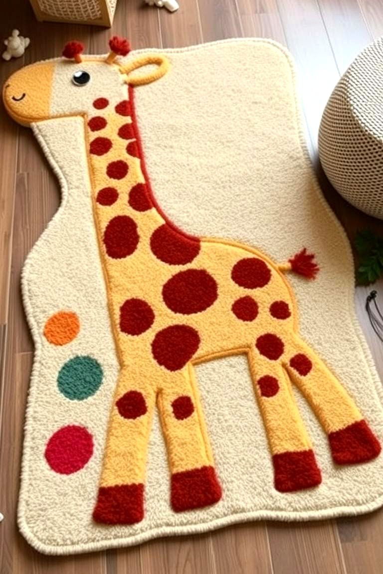 Playful Giraffe Themed Rug - 24 Giraffe Nursery Ideas