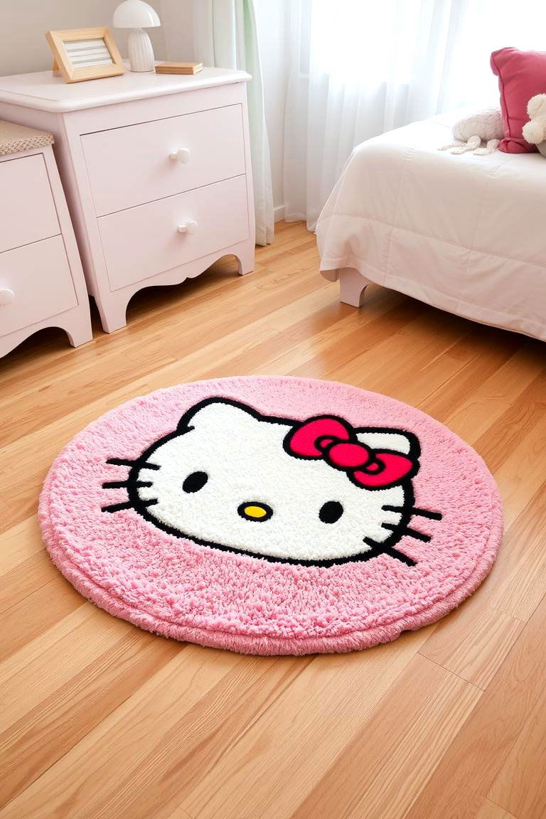 Playful Hello Kitty Rug - 24 Hello Kitty Bedroom Ideas
