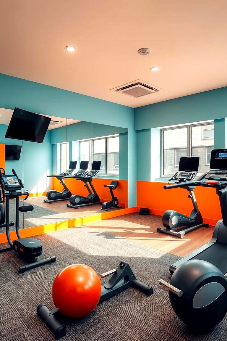 Playful Home Gym Setup - 24 Teal and Orange Color Scheme for Your Rooms
