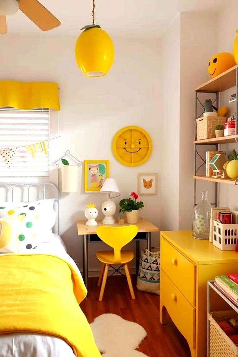 Playful Lemon Finishing Touches - 24 Lemon Bedroom Ideas