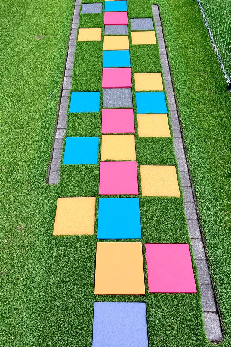 Playful Patterned Pavers for Kids Area Walkway - 24 Paver Walkway Ideas