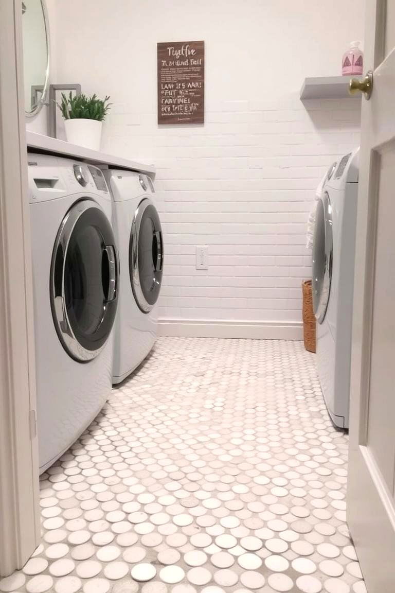 Playful Penny Tiles - 24 Laundry Room Tile Ideas