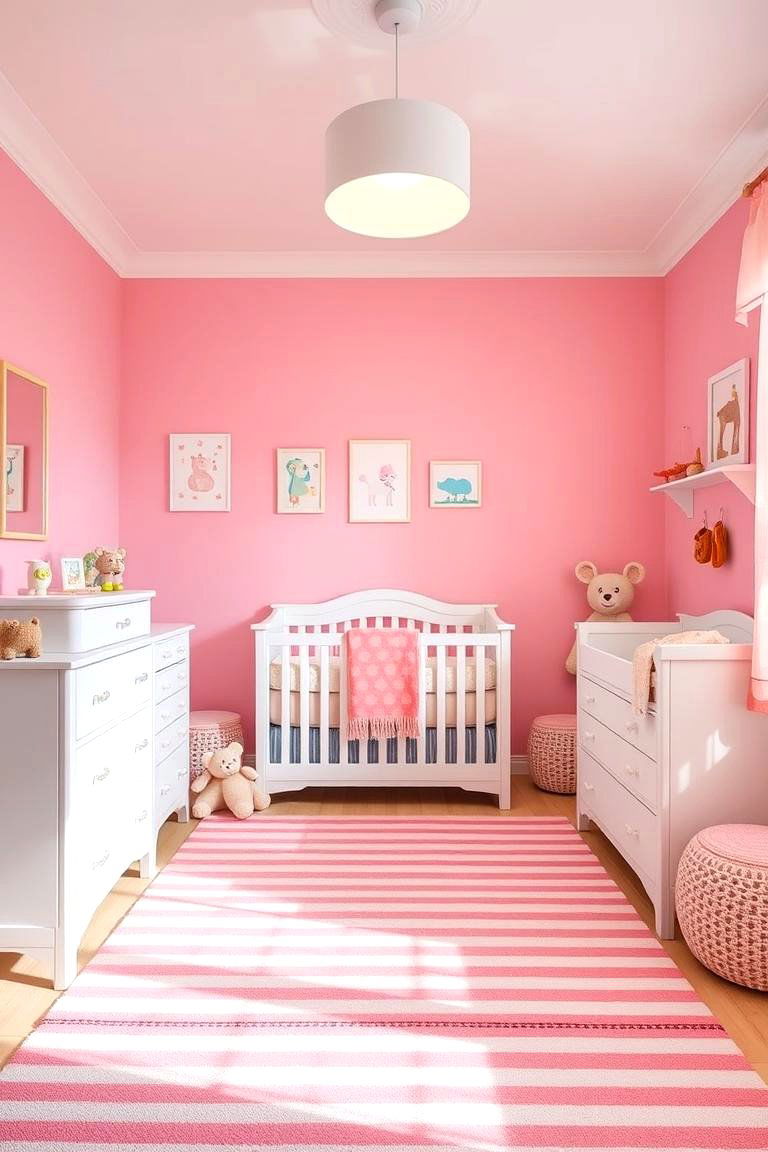 Playful Pink and White Nursery - 24 Pink Room Ideas