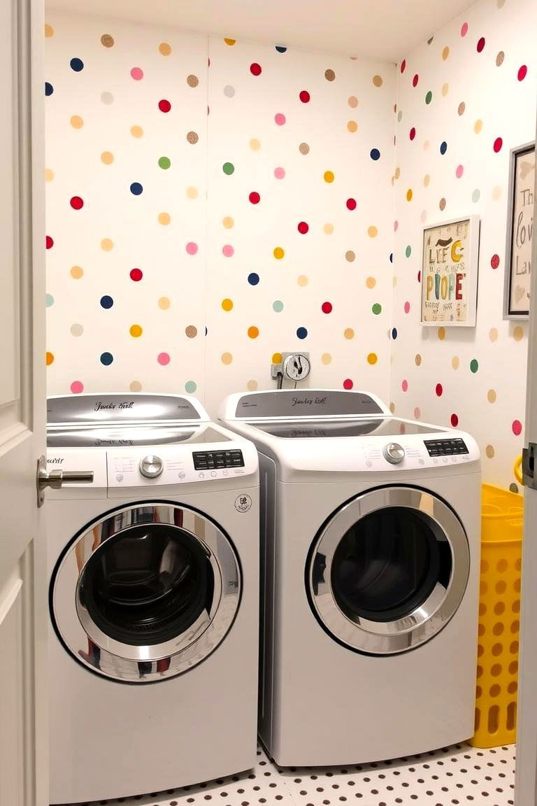 Playful Polka Dots - 24 Laundry Room Wallpaper Ideas