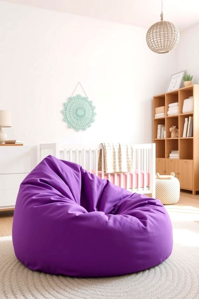 Playful Purple Bean Bag - 24 Purple Nursery Ideas