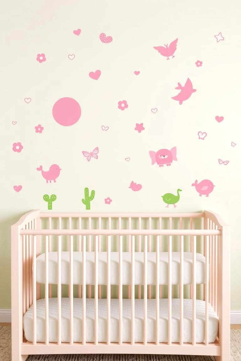 Playful Wall Decals - 24 Pink and Green Nursery Ideas
