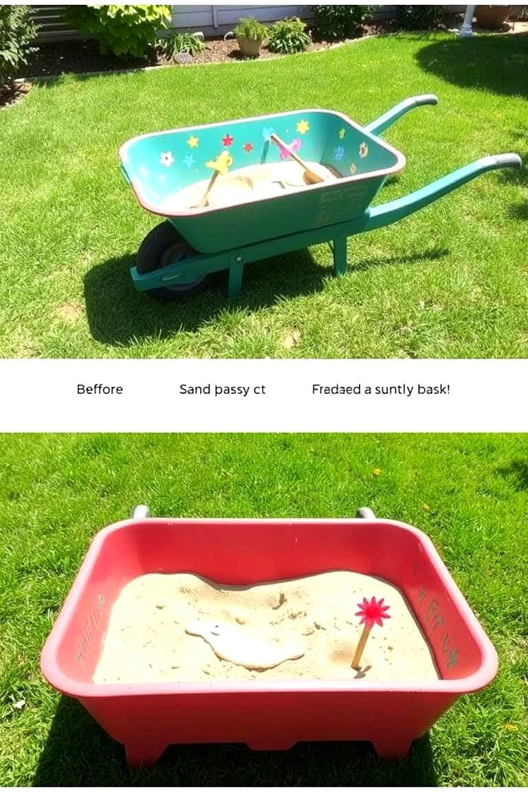 Playful Wheelbarrow Sandbox for Kids - 24 Old Wheelbarrow Ideas