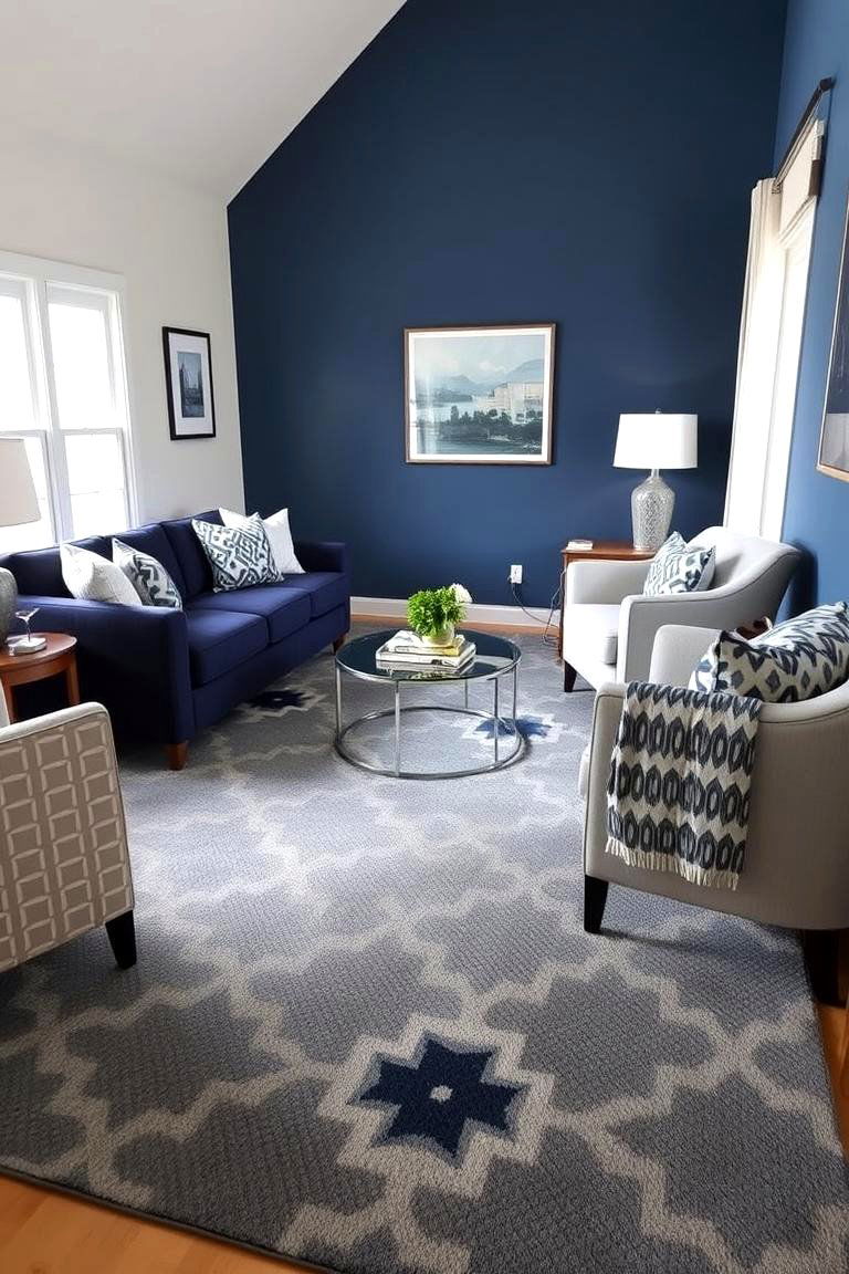 Playing with Patterns and Prints - 24 Navy Blue and Grey Living Room Ideas