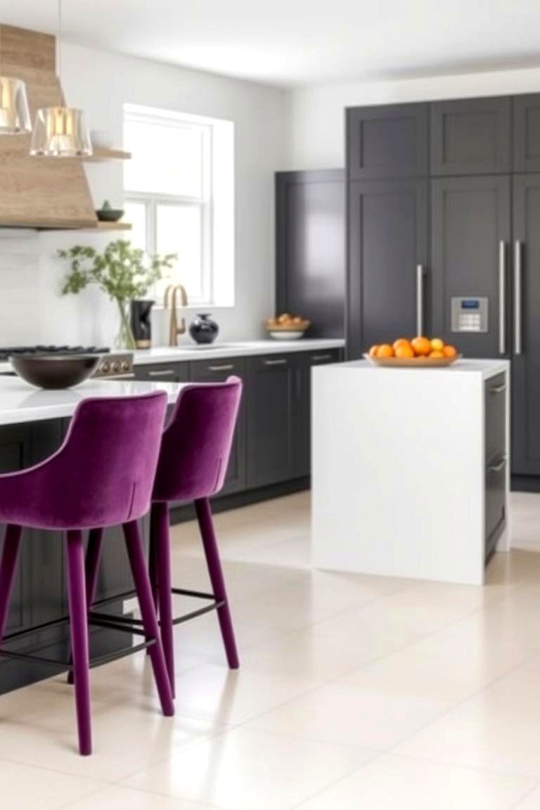 Plum Bar Stools - 24 Purple Kitchen Ideas
