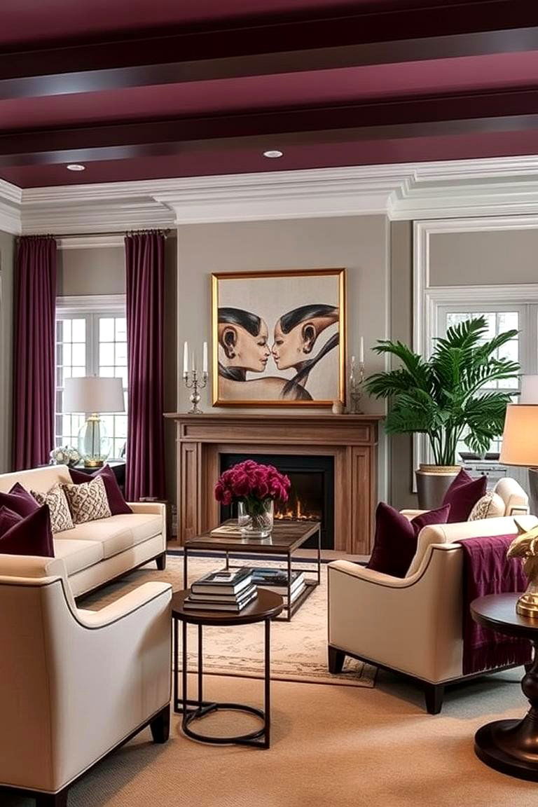 Plum and Cream Sophisticated Warmth - 24 Two Colour Combination for Living Room