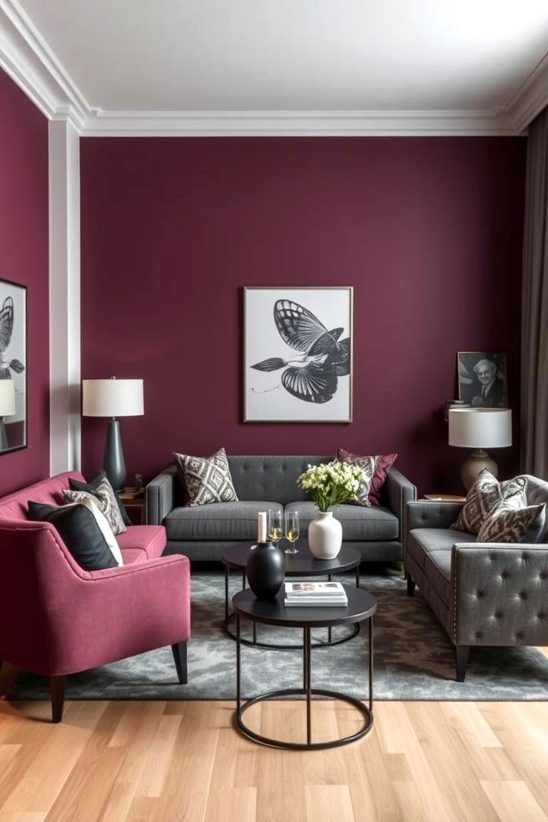 Plum and Gray Fusion - 24 Purple Living Room Ideas
