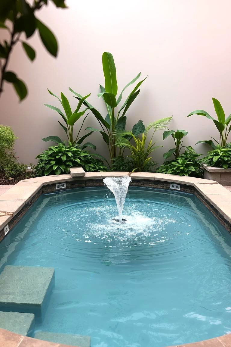 Plunge Pool with a Fountain - 24 Small Pool Ideas