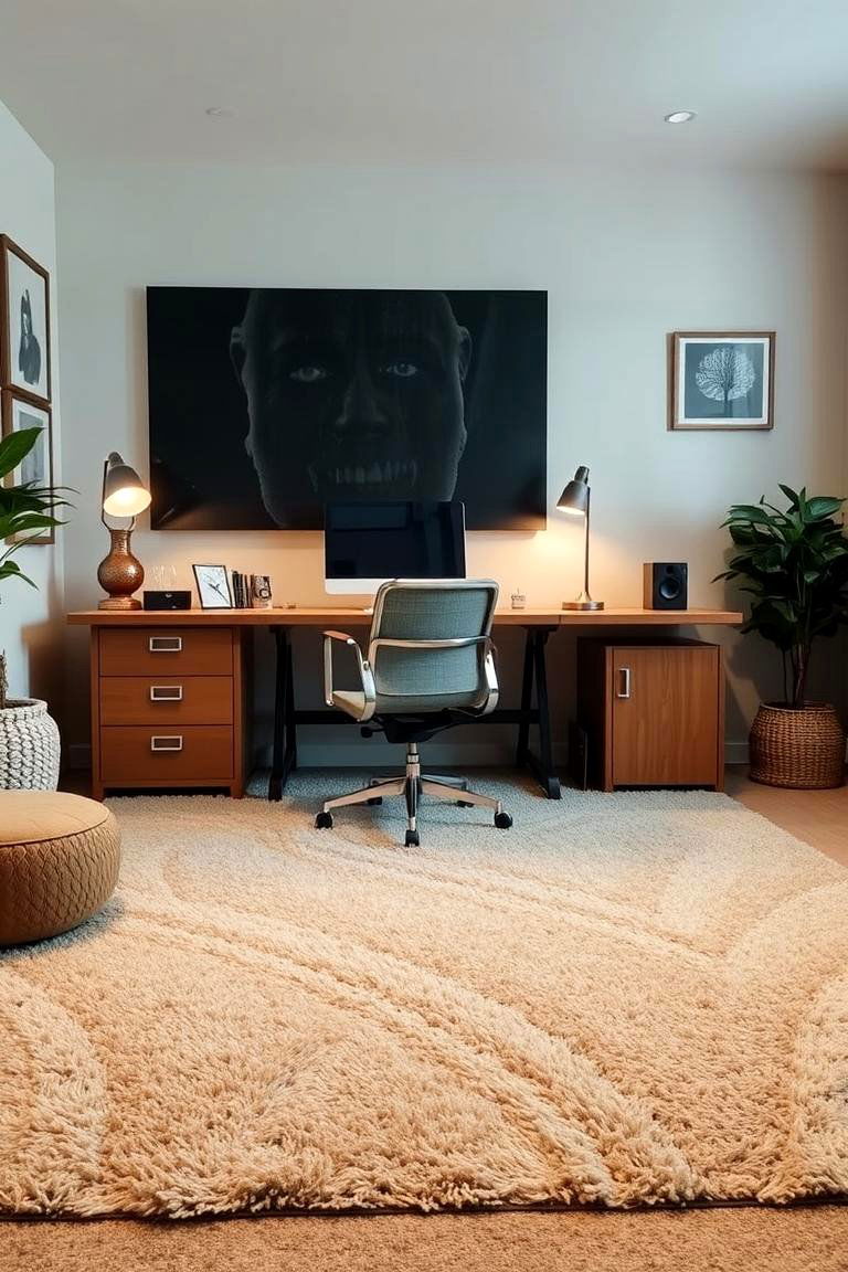 Plush Carpets for a Cozy Workspace - 24 Home Office Ideas for Her