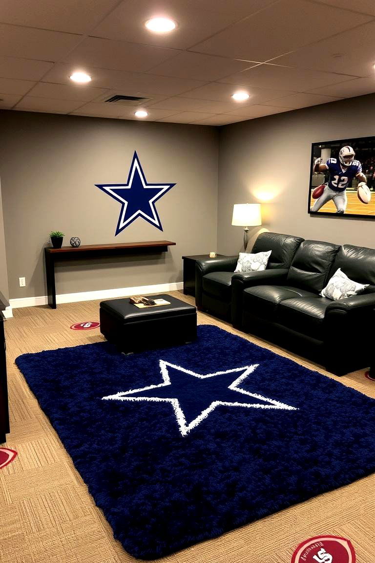 Plush Cowboys Rug and Carpeting - 24 Dallas Cowboys Man Cave Ideas