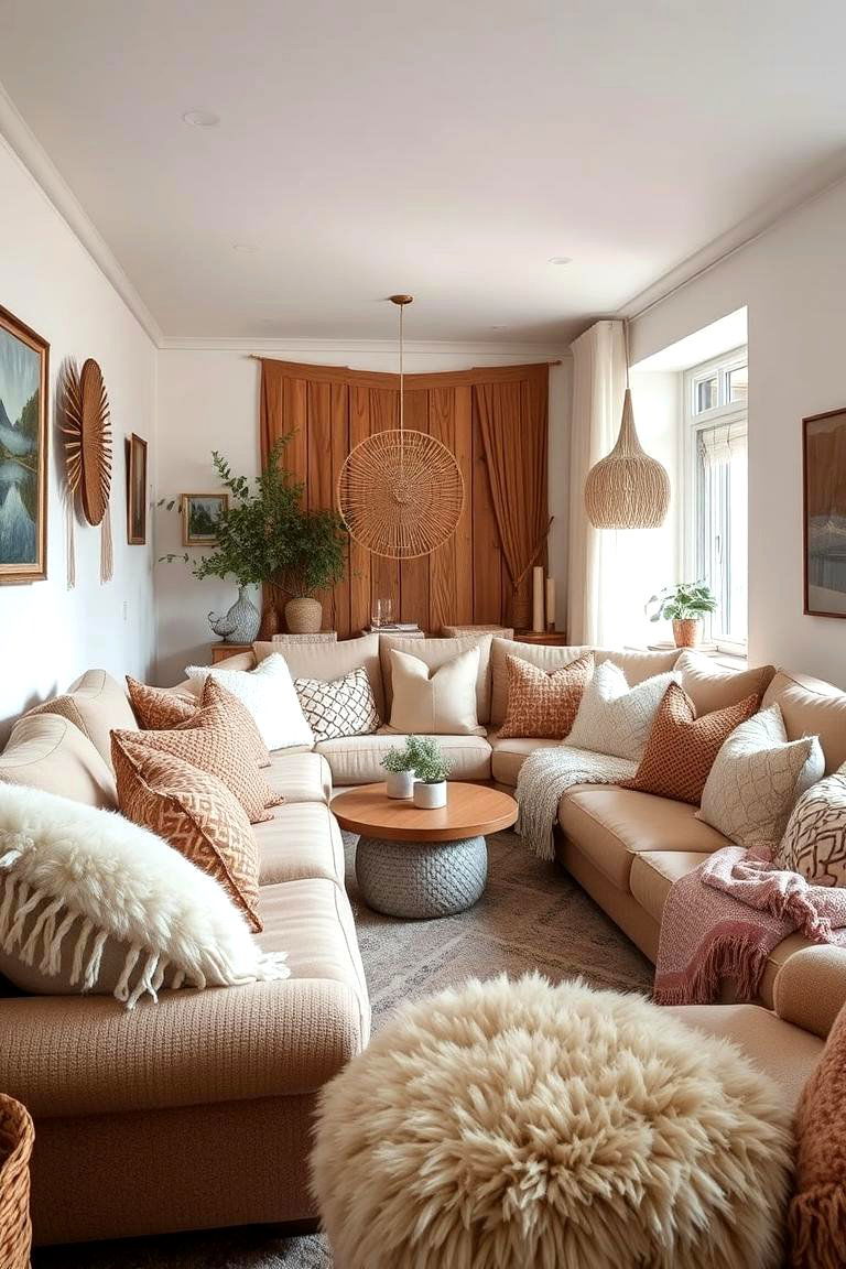 Plush Layered Furnishings - 24 Black Boho Living Room Ideas