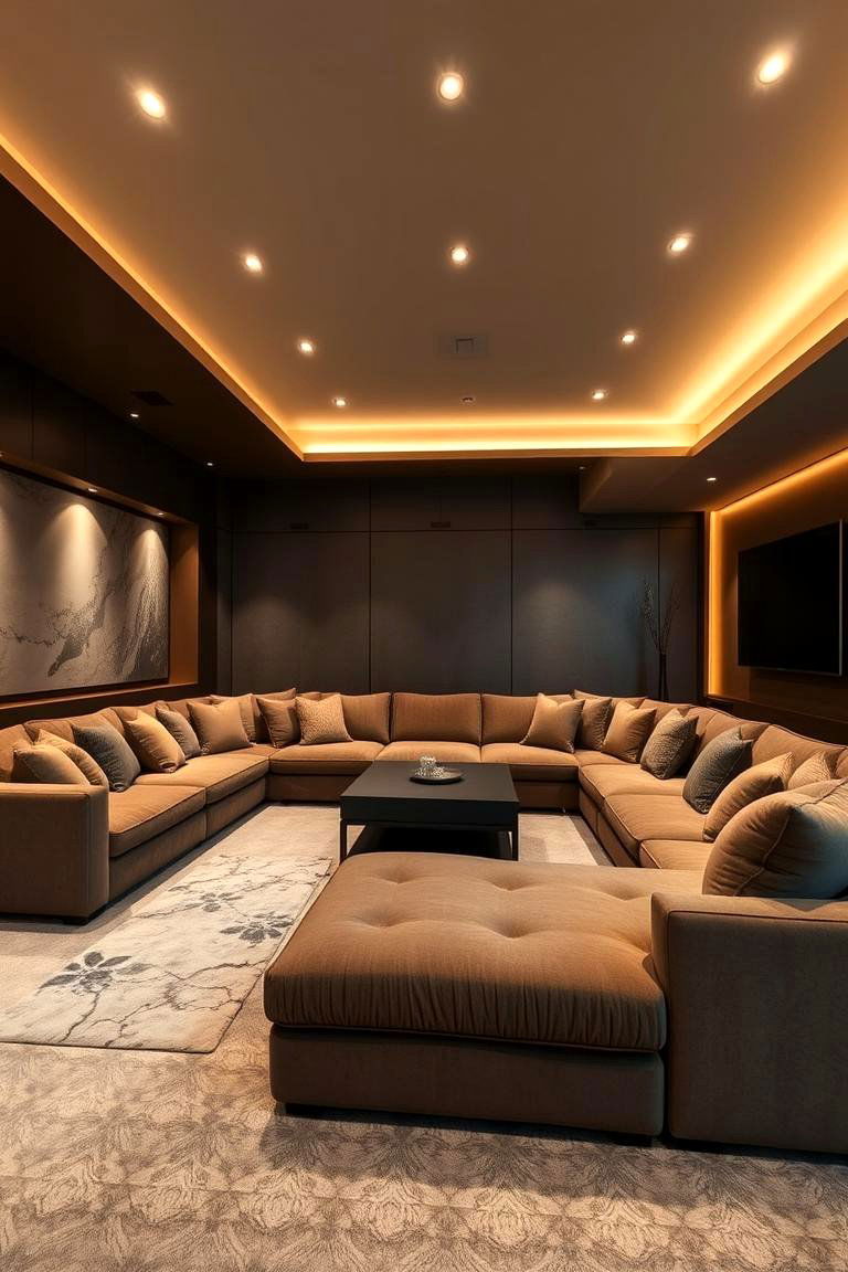 Plush Sectional Lounge Retreat - 24 Man Cave Seating Ideas