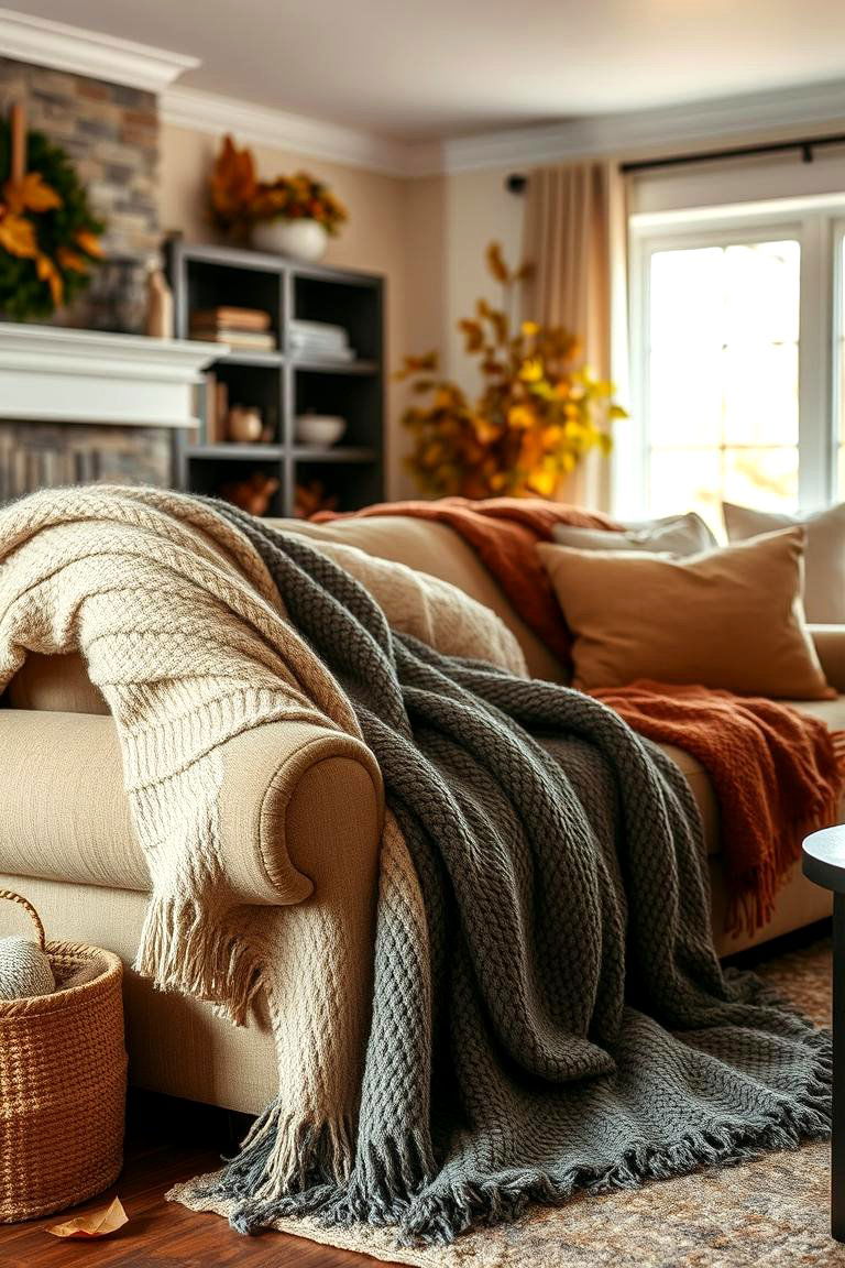 Plush Textured Throws - 24 Fall Living Room Ideas